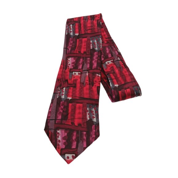J. Garcia Silk Tie Men’s XL 64” Red Abstract New York Grateful Dead Classic New - Picture 2 of 3